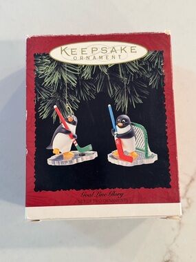Hallmark Keepsake Ornament Penguins Hockey Set - Red, Green, Black, White